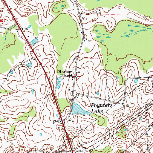 Topographic Map of Harlow Chapel, KY