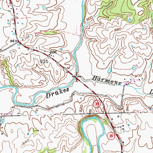 Topographic Map of Harmons Lick, KY