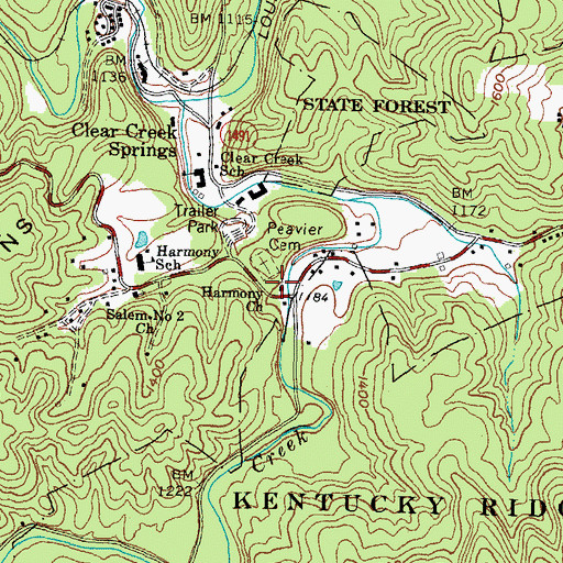 Topographic Map of Harmony Church, KY