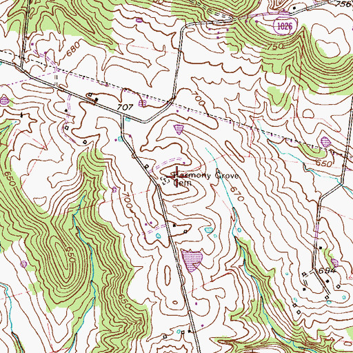 Topographic Map of Harmony Grove Cemetery, KY