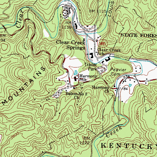 Topographic Map of Harmony Elementary School, KY