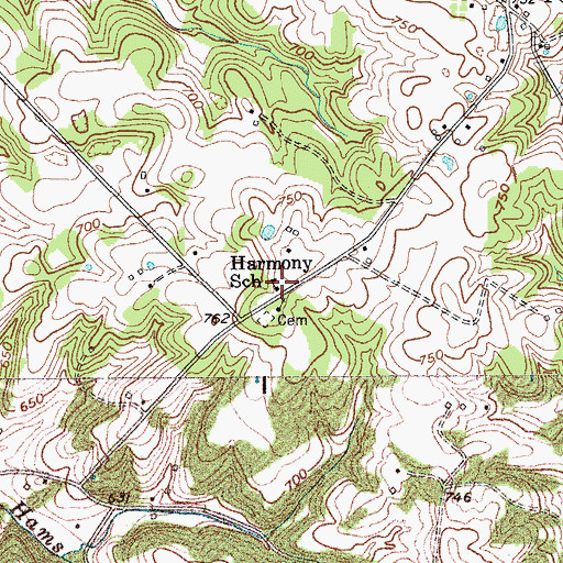 Topographic Map of Harmony School, KY