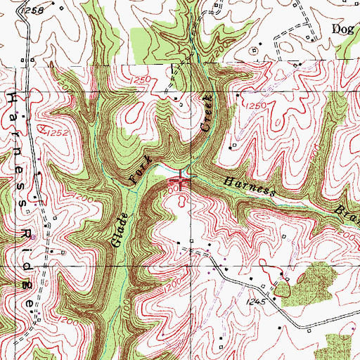 Topographic Map of Harness Branch, KY