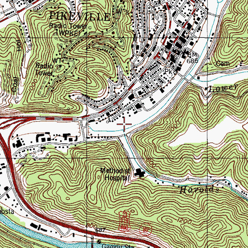 Topographic Map of Harolds Branch, KY