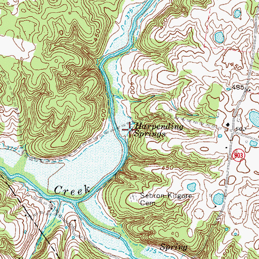 Topographic Map of Harpending Springs, KY