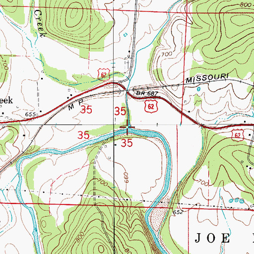 Topographic Map of Georges Creek, AR