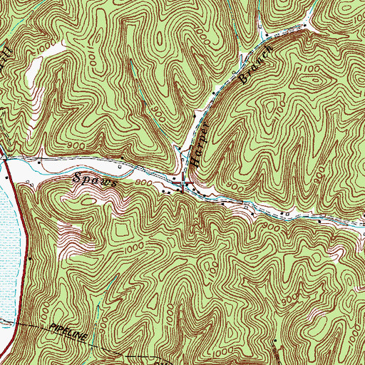 Topographic Map of Harper Branch, KY