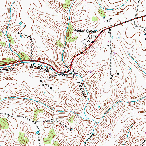 Topographic Map of Harper Branch, KY
