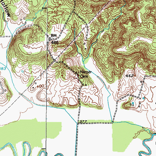 Topographic Map of Harper Cemetery, KY