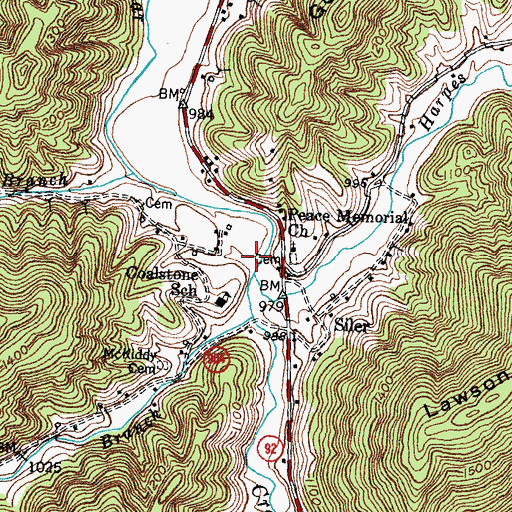 Topographic Map of Harpes Creek, KY