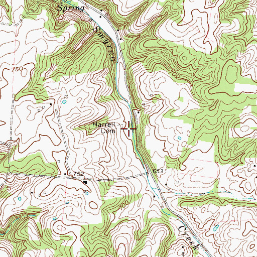 Topographic Map of Harrell Cemetery, KY