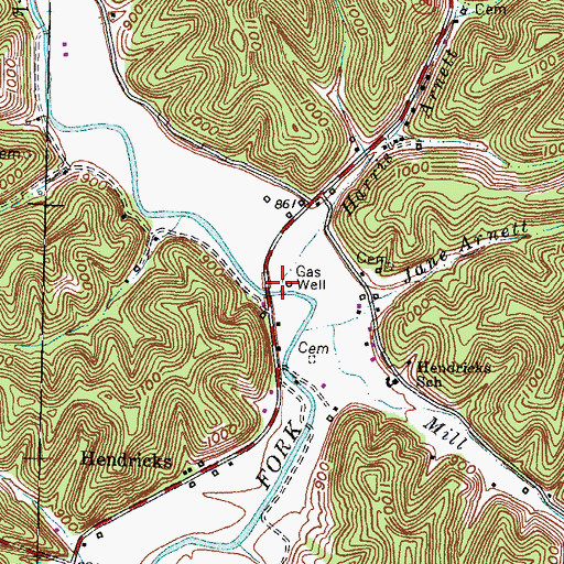 Topographic Map of Harris Arnett Branch, KY