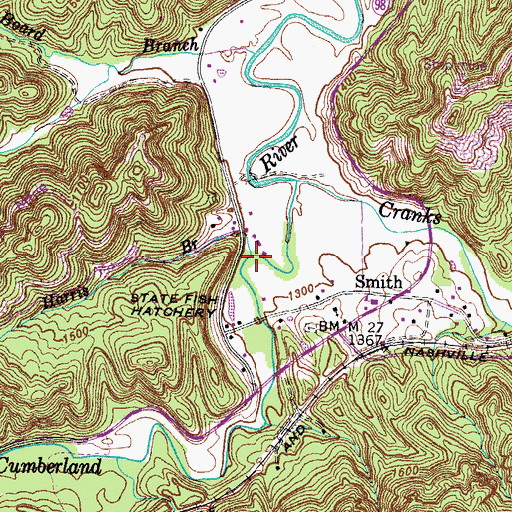 Topographic Map of Harris Branch, KY