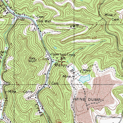 Topographic Map of Harris Branch, KY