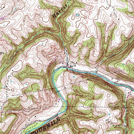 Topographic Map of Harris Branch, KY