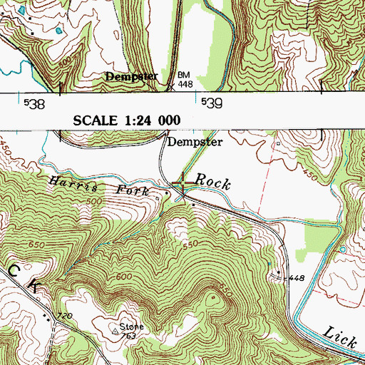 Topographic Map of Harris Fork, KY
