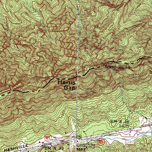 Topographic Map of Harris Gap, KY