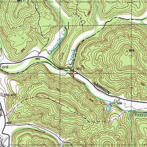 Topographic Map of Harrison Creek, KY