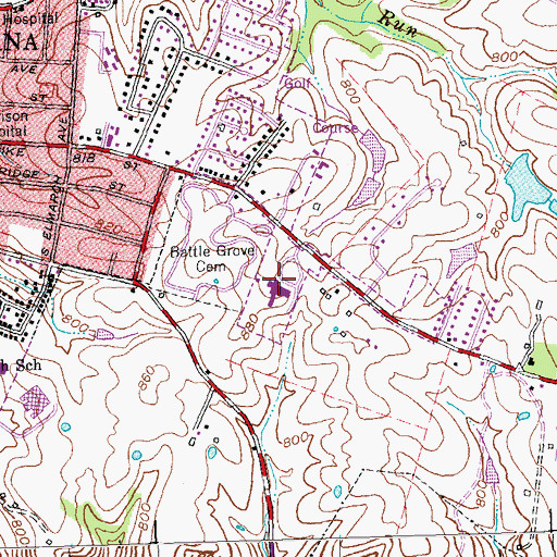 Topographic Map of Harrison Memorial Hospital, KY