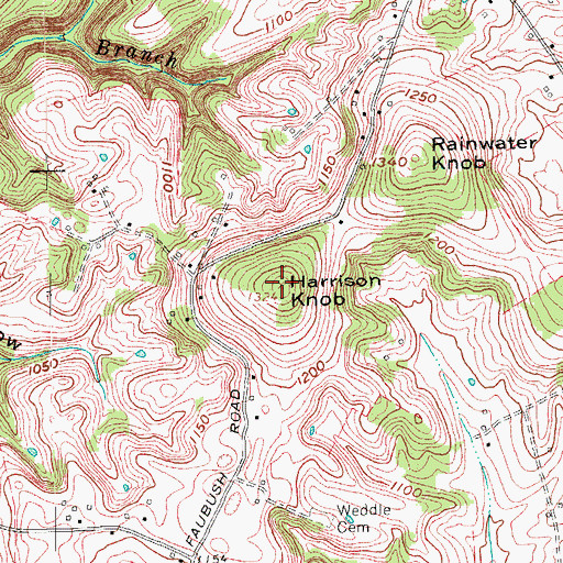 Topographic Map of Harrison Knob, KY