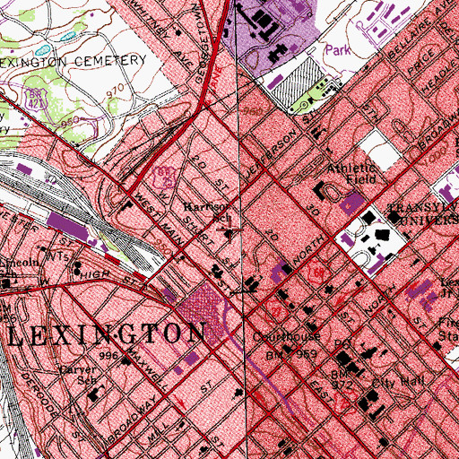 Topographic Map of Harrison Elementary School, KY