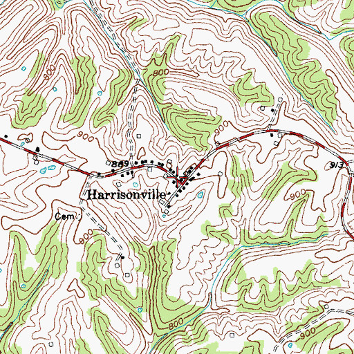 Topographic Map of Harrisonville, KY