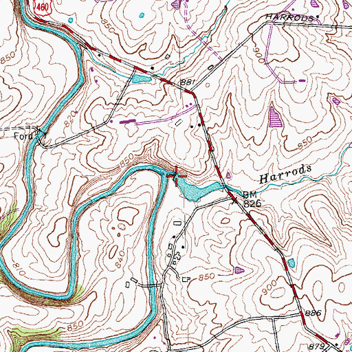 Topographic Map of Harrods Creek, KY