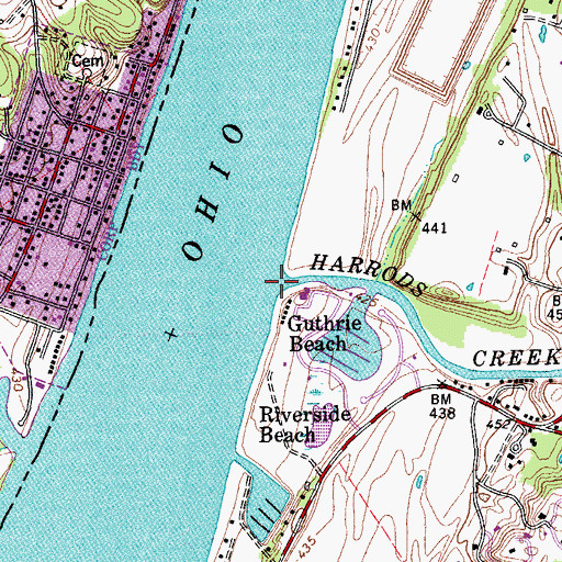 Topographic Map of Harrods Creek, KY