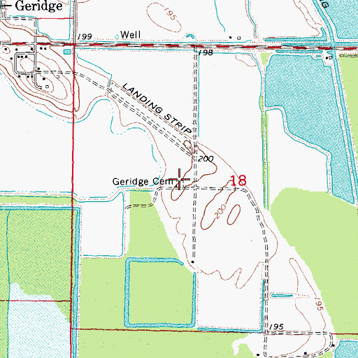 Topographic Map of Geridge Cemetery, AR