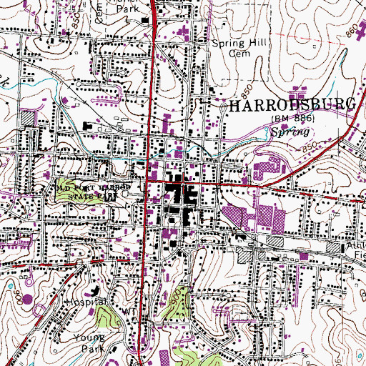 Topographic Map of Harrodsburg, KY
