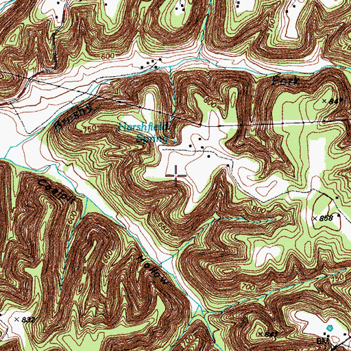 Topographic Map of Harshfield Spring, KY