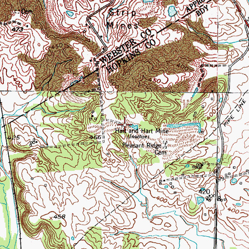 Topographic Map of Hart and Hart Mine, KY