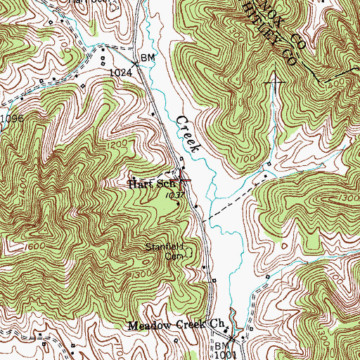 Topographic Map of Hart School, KY