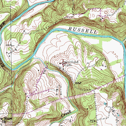 Topographic Map of Hartfield Cemetery, KY