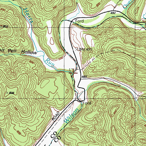 Topographic Map of Harts Run, KY