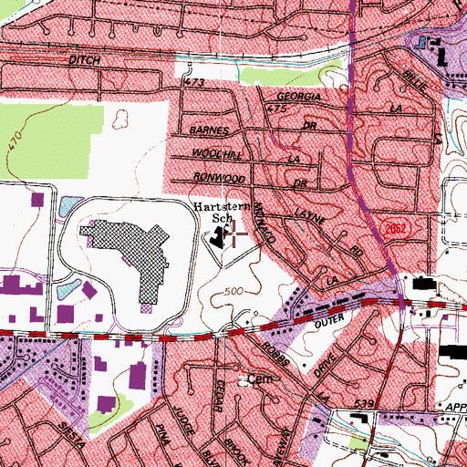 Topographic Map of Hartstern School, KY