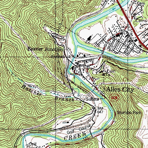 Topographic Map of Hatcher Branch, KY