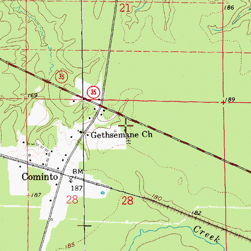 Topographic Map of Gethsemane Church, AR