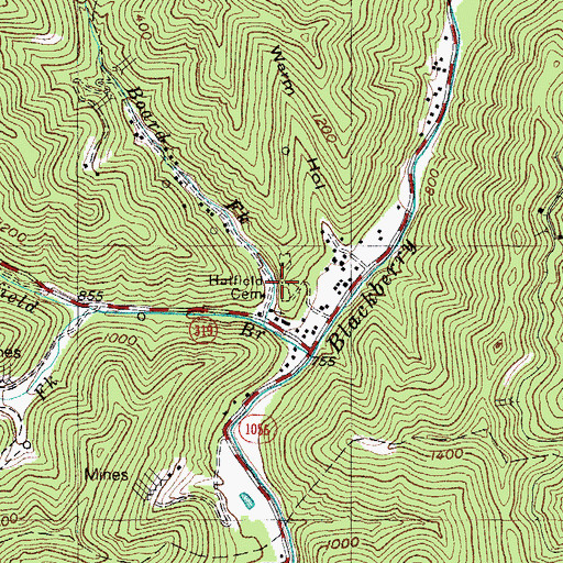 Topographic Map of Hatfield Cemetery, KY