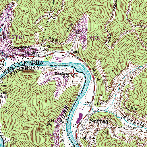 Topographic Map of Wallace Hatfield School, KY