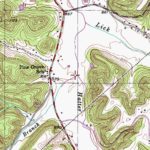 Topographic Map of Hatter Branch, KY