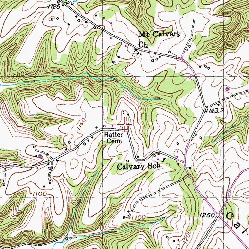 Topographic Map of Hatter Cemetery, KY