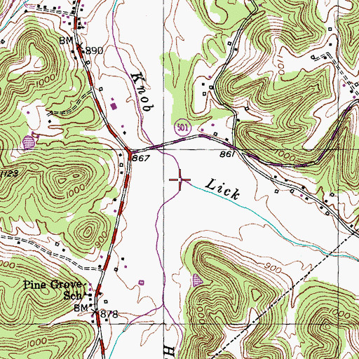 Topographic Map of Hatter Creek, KY