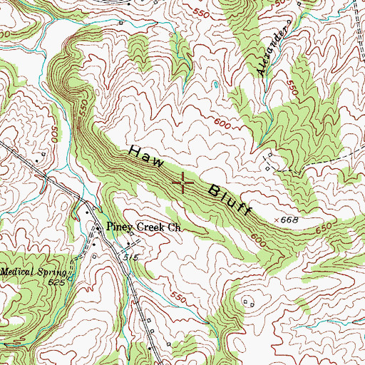 Topographic Map of Haw Bluff, KY