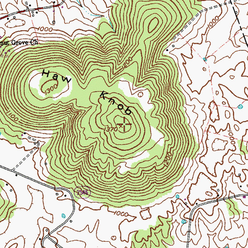 Topographic Map of Haw Knob, KY