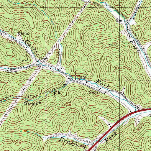 Topographic Map of Hawes Fork, KY
