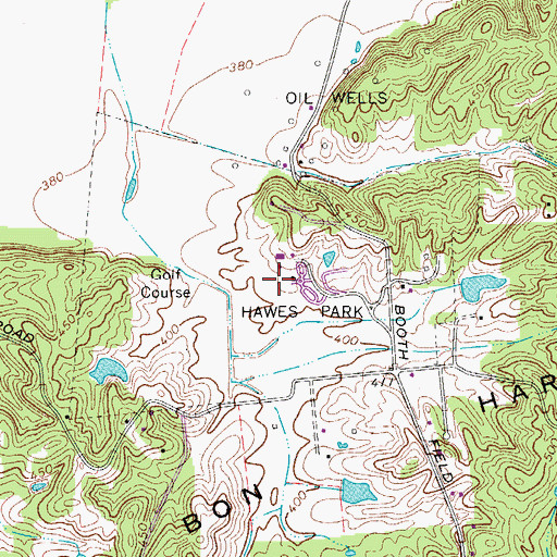 Topographic Map of Ben Hawes Golf Course and Park, KY