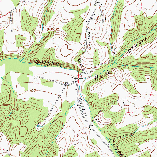 Topographic Map of Hawk Branch, KY