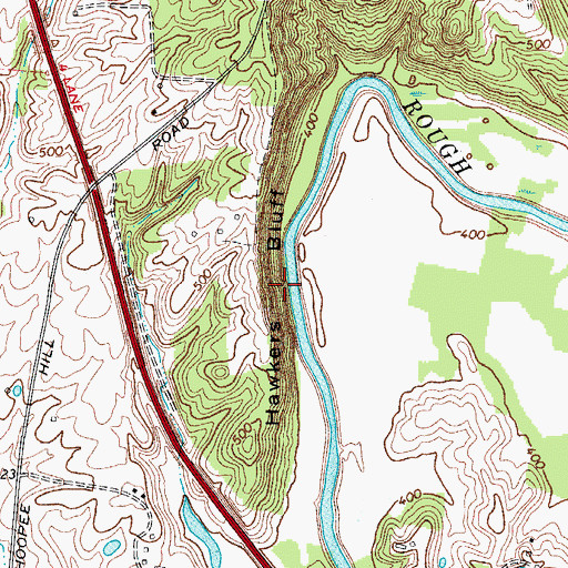 Topographic Map of Hawkers Bluff, KY