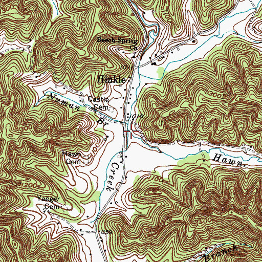 Topographic Map of Hawn Branch, KY